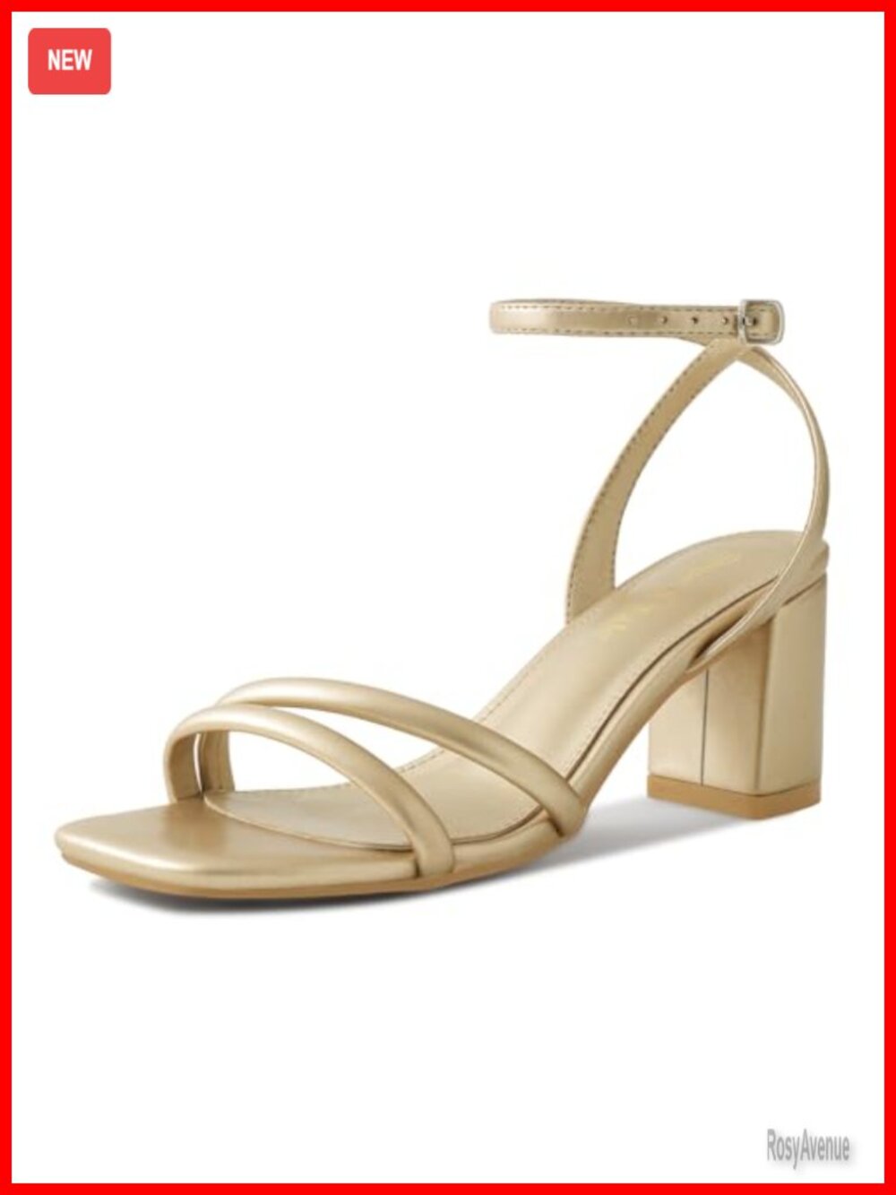 Women's Strappy Heeled Sandals Square Toe Chunky Block Heels Ankle Buckle